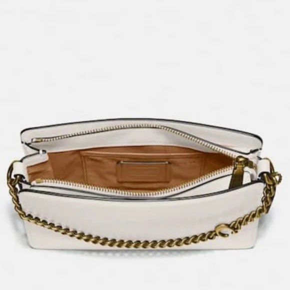 NWT Coach Signature Chain Crossbody Bag in Chalk/Brass - Picture 4 of 15